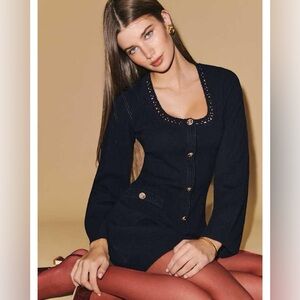 Reformation Navy Blue Knit Dress